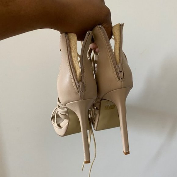 Platform Nude Lace Up Heels - US Size 8 - Picture 7 of 7